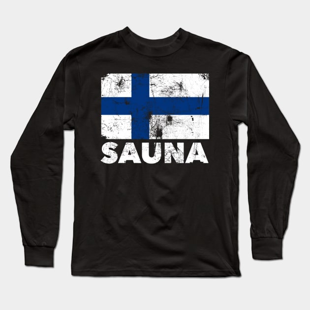 Finland Sauna Suomi Flag Helsinki Winter Gift Idea Long Sleeve T-Shirt by JeZeDe